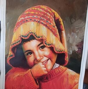 Print Art BEAUTIFUL CHILD Of the ANDES, 27"x 17" Glossy, Ready To Frame